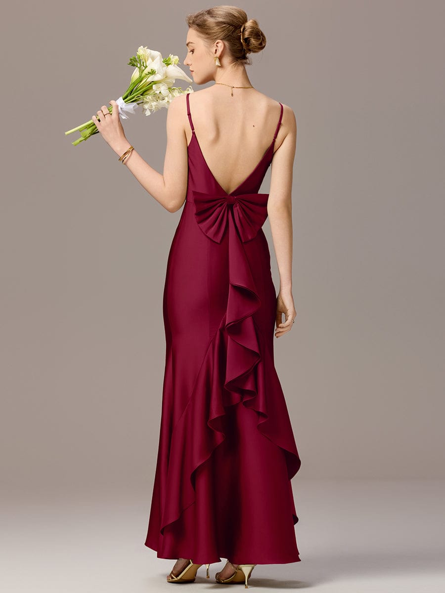 ever AVELIA|Mermaid Bow Stretch Satin Maxi Bridesmaid Dress