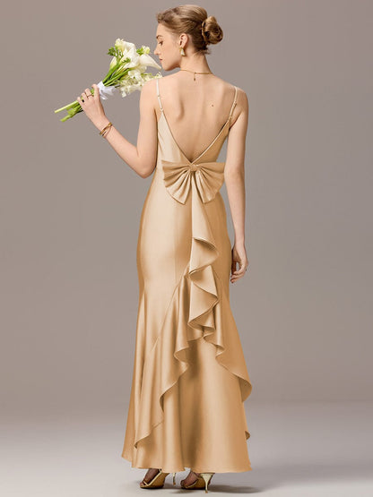 ever AVELIA|Mermaid Bow Stretch Satin Maxi Bridesmaid Dress