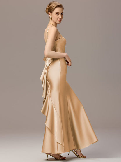 ever AVELIA|Mermaid Bow Stretch Satin Maxi Bridesmaid Dress