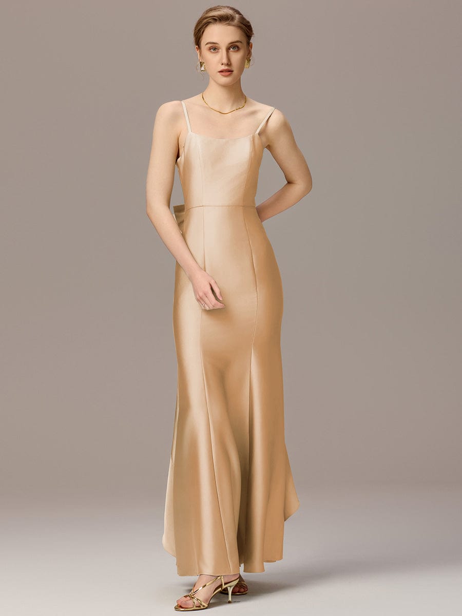 ever AVELIA|Mermaid Bow Stretch Satin Maxi Bridesmaid Dress