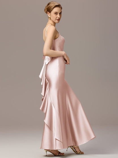 ever AVELIA|Mermaid Bow Stretch Satin Maxi Bridesmaid Dress