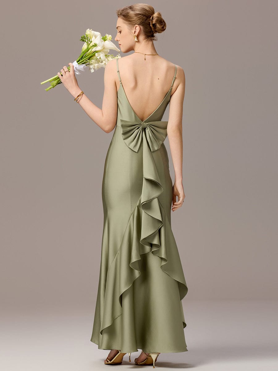 ever AVELIA|Mermaid Bow Stretch Satin Maxi Bridesmaid Dress