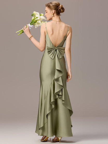 ever AVELIA|Mermaid Bow Stretch Satin Maxi Bridesmaid Dress