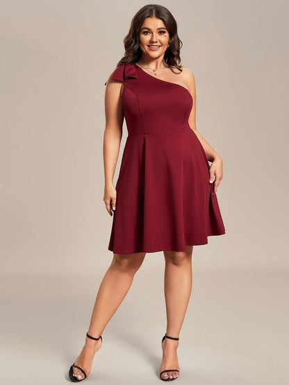 One Shoulder with Bowknot Sleeveless A-Line Summer Mini Dress