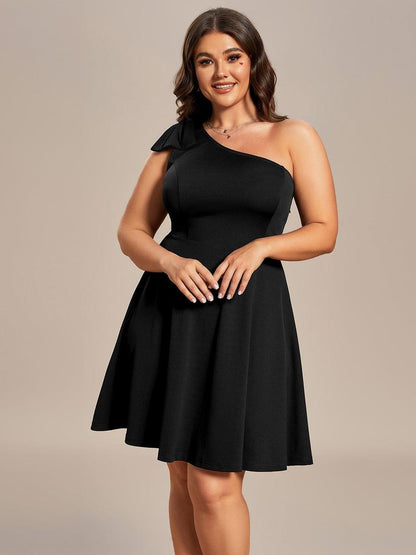 One Shoulder with Bowknot Sleeveless A-Line Summer Mini Dress