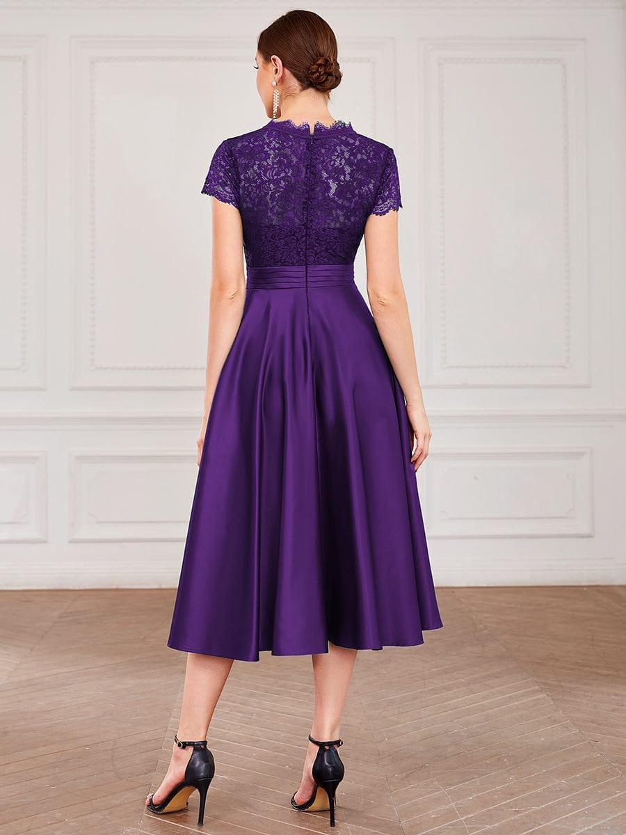 ever HARLEY|Romantic V-neck Lace Bodice Wedding Guest Dress with Pockets