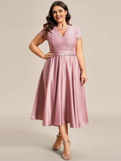 ever HARLEY|Romantic V-neck Lace Bodice Wedding Guest Dress with Pockets