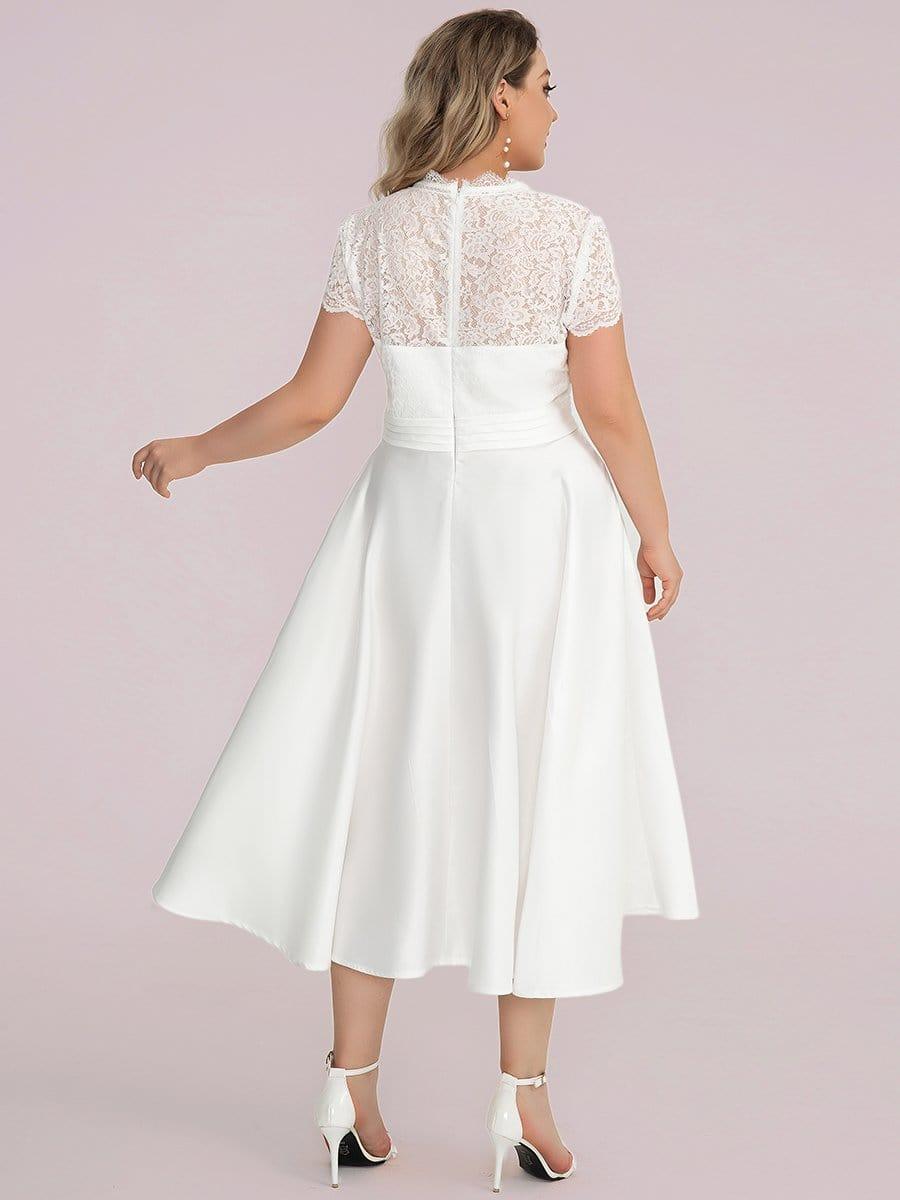 pretty HARLEY|Plus Size V-neck Lace Bodice A-line Cocktail Dress with Pockets