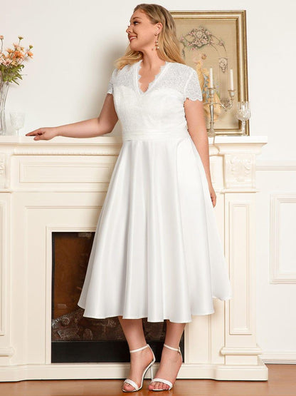 ever HARLEY|Romantic V-neck Lace Bodice Wedding Guest Dress with Pockets