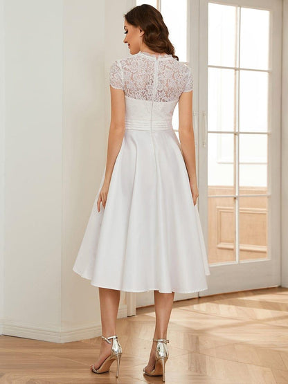 ever HARLEY|Romantic V-neck Lace Bodice Wedding Guest Dress with Pockets