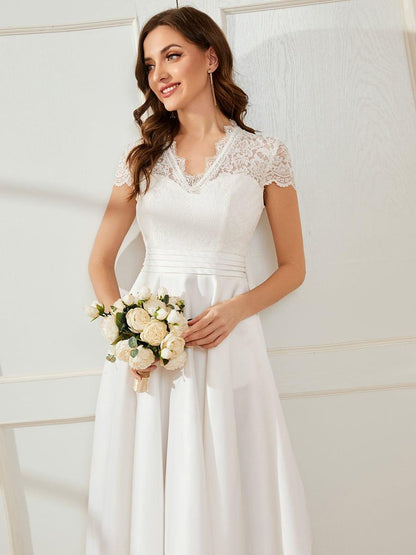 ever HARLEY|Romantic V-neck Lace Bodice Wedding Guest Dress with Pockets