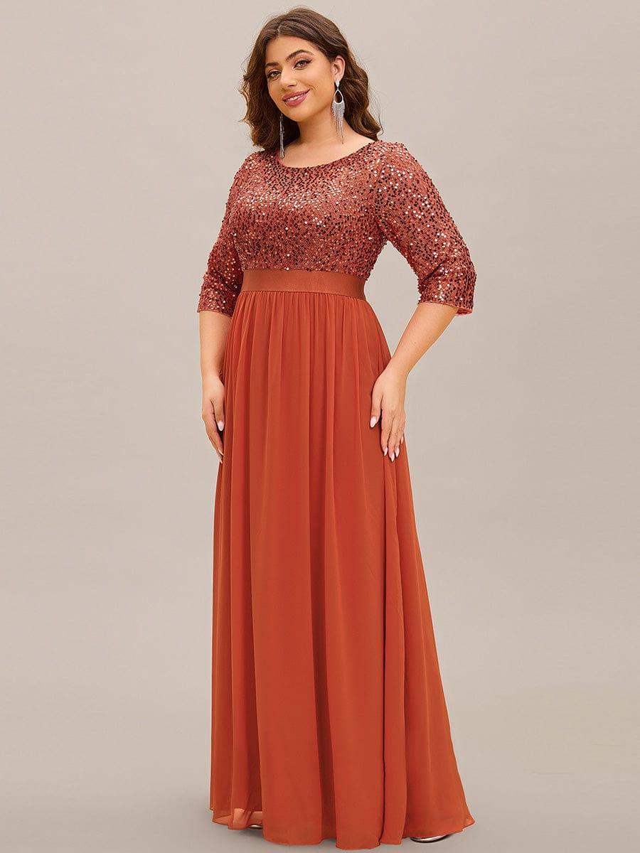 pretty FLORENCE|Plus Size Sequin 3/4 Sleeves Dresses