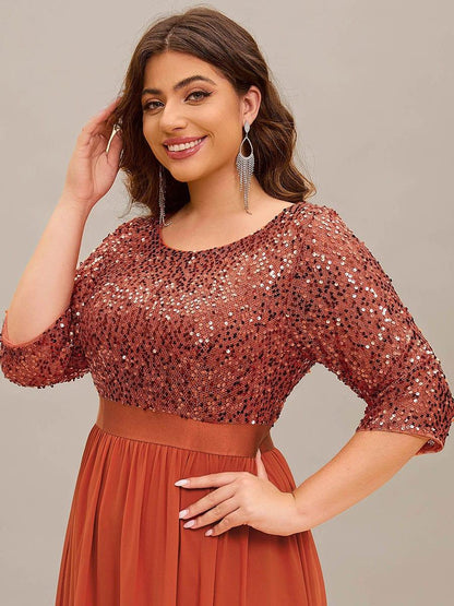 pretty FLORENCE|Plus Size Women's Long Chiffon & Sequin Evening Dresses for Mother of the Bride