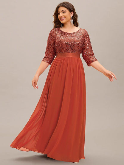 pretty FLORENCE|Plus Size Sequin 3/4 Sleeves Dresses