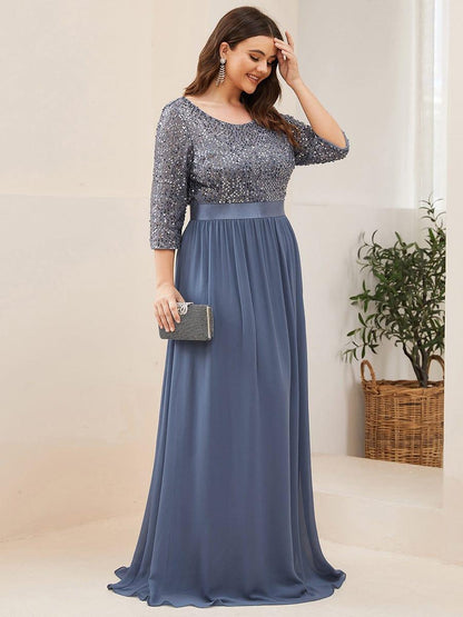 pretty FLORENCE|Plus Size Sequin 3/4 Sleeves Dresses
