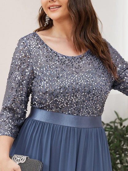 pretty FLORENCE|Plus Size Sequin 3/4 Sleeves Dresses