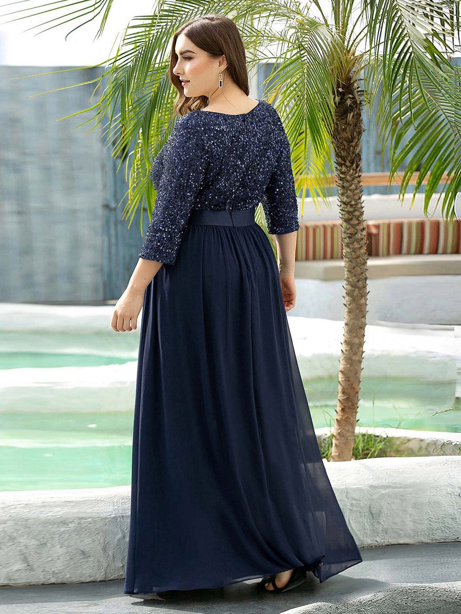pretty FLORENCE|Plus Size Sequin 3/4 Sleeves Dresses