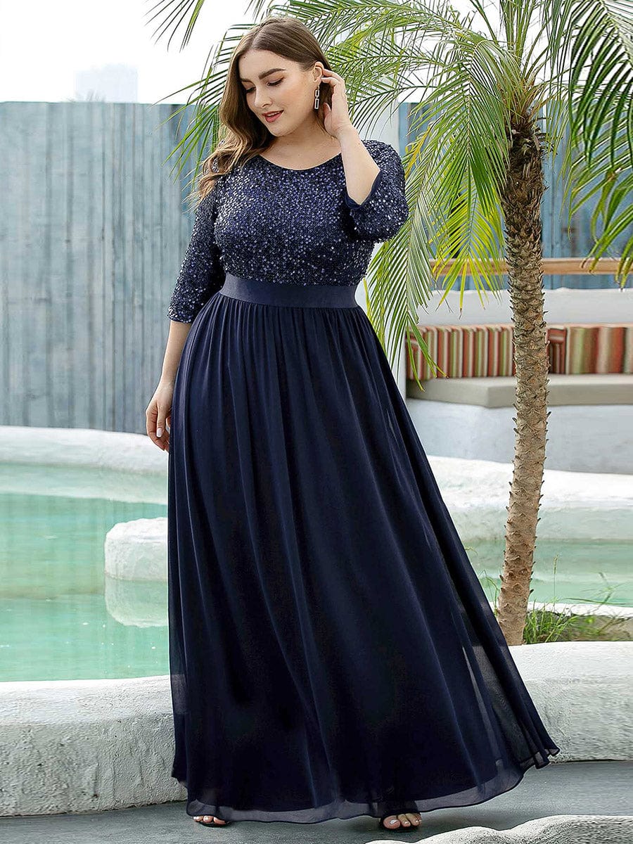 pretty FLORENCE|Plus Size Sequin 3/4 Sleeves Dresses