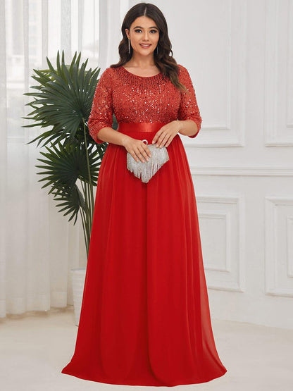 pretty FLORENCE|Plus Size Women's Long Chiffon & Sequin Evening Dresses for Mother of the Bride