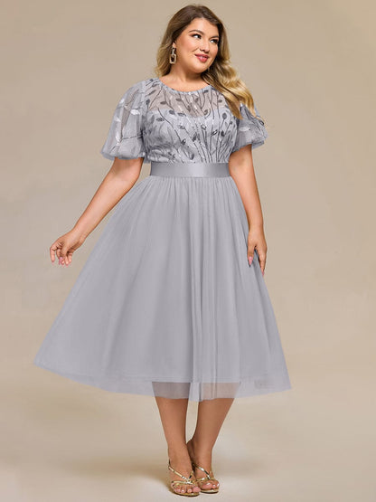 pretty TAYLOR|Plus Size Sequin Leaf Wedding Guest Dress