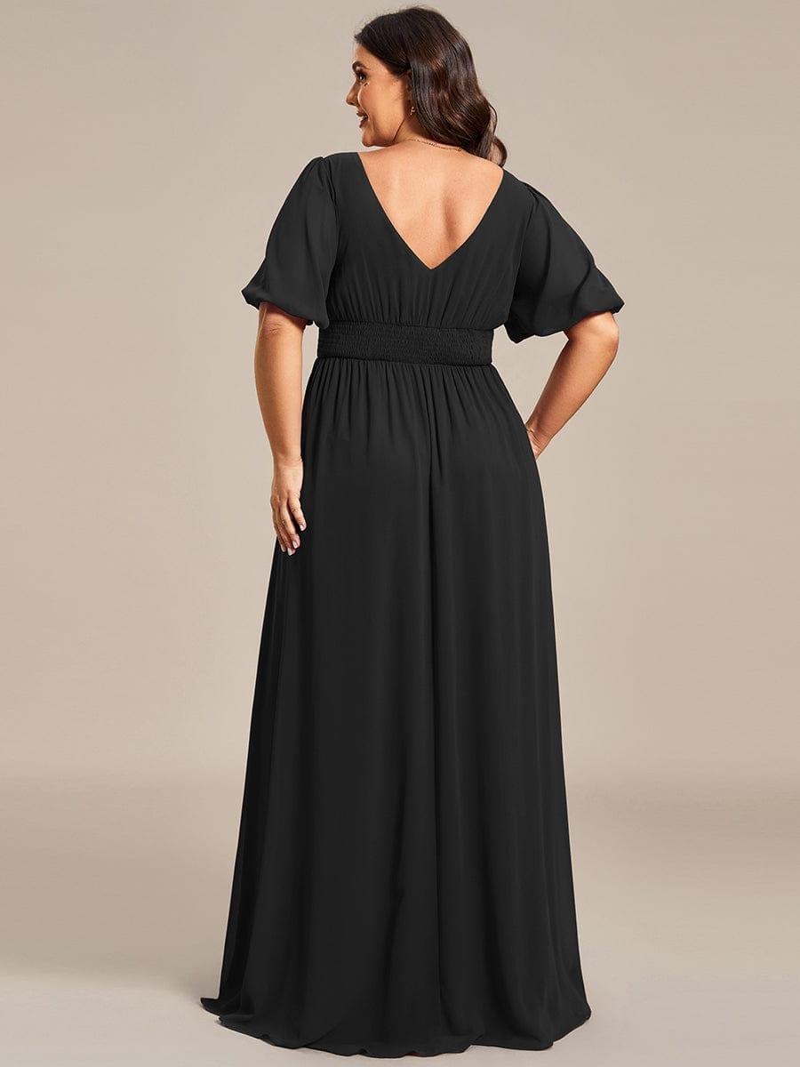 pretty MADISON|Plus Size V-Neck Front Slit Chiffon Evening Dress