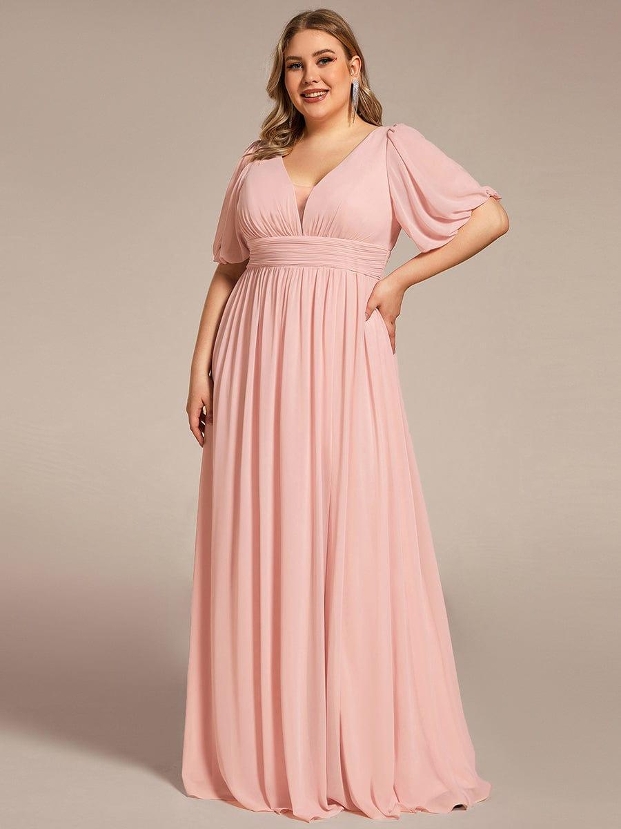 pretty MADISON|Plus Size V-Neck Front Slit Chiffon Evening Dress