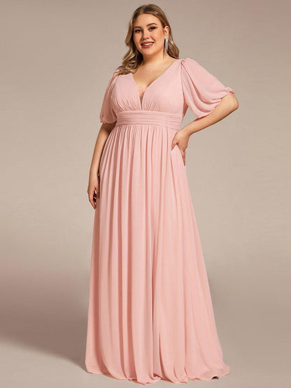 pretty MADISON|Plus Size V-Neck Front Slit Chiffon Evening Dress