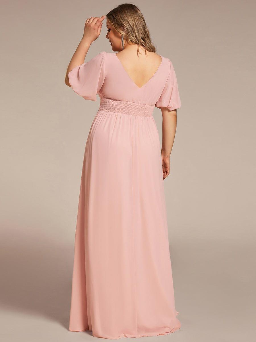 pretty MADISON|Plus Size V-Neck Front Slit Chiffon Evening Dress