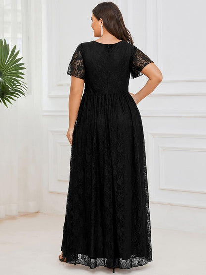 pretty ELISE|Plus Size Ruffled Lace Formal Evening Dress