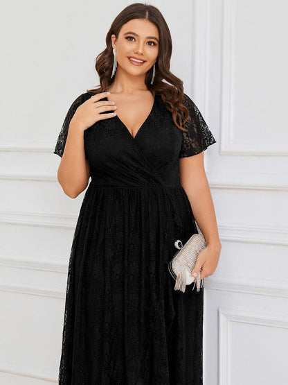 pretty ELISE|Plus Size Ruffled Lace Formal Evening Dress