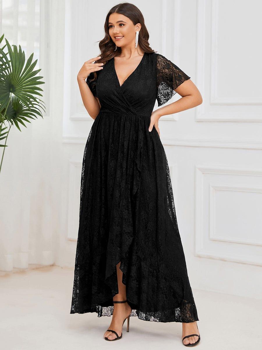 pretty ELISE|Plus Size Ruffled Lace Formal Evening Dress