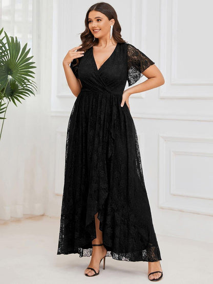 pretty ELISE|Plus Size Ruffled Lace Formal Evening Dress