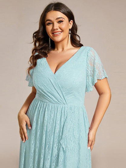 pretty ELISE|Plus Size Ruffled Lace Formal Evening Dress