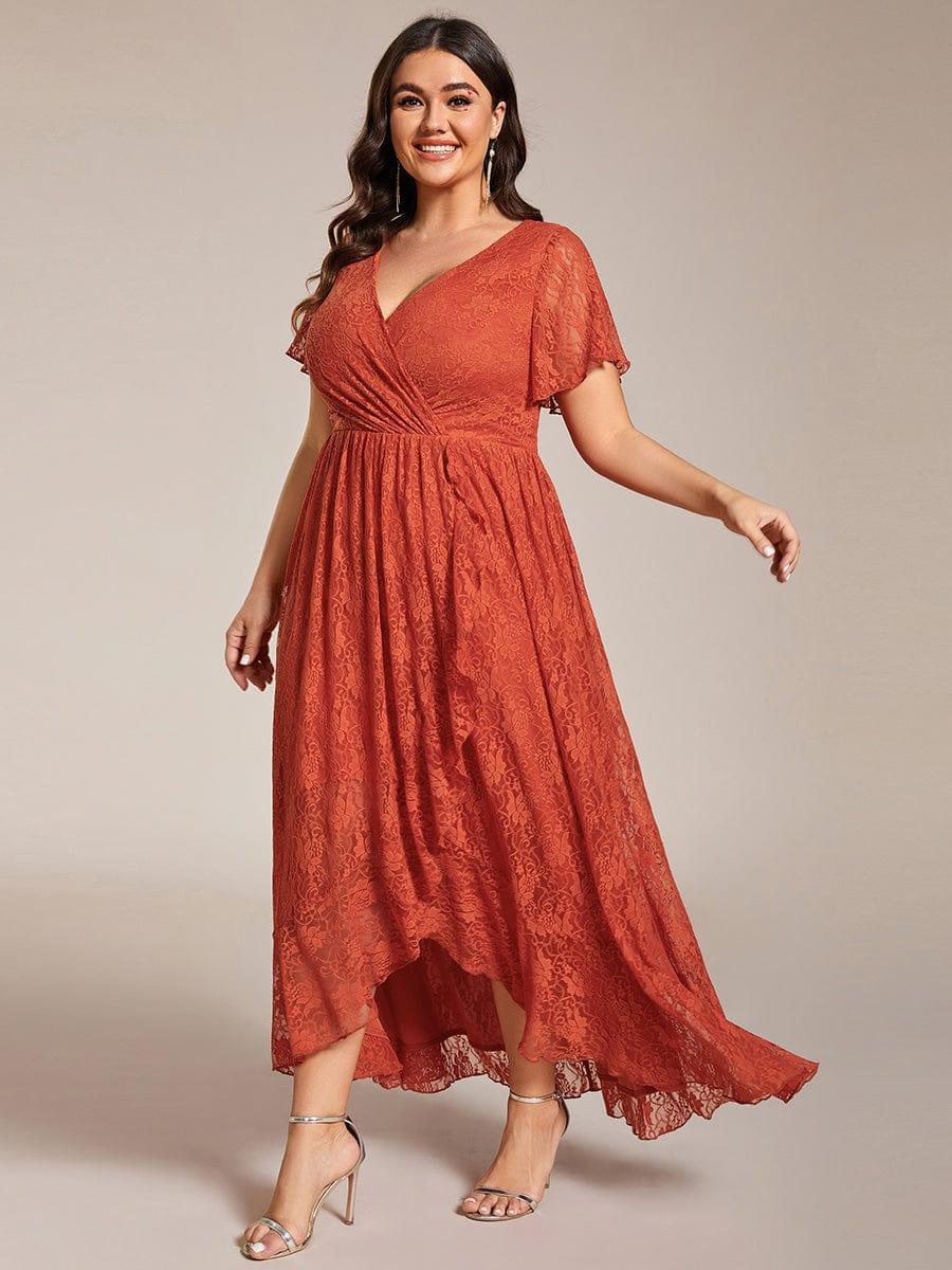 pretty ELISE|Plus Size Ruffled Lace Formal Evening Dress