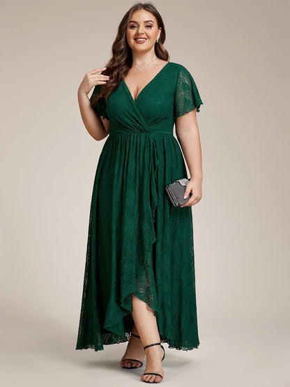 pretty ELISE|Plus Size Ruffled Lace Formal Evening Dress