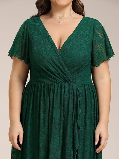 pretty ELISE|Plus Size Ruffled Lace Formal Evening Dress
