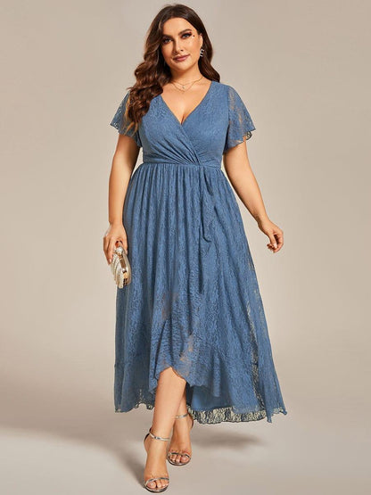 pretty ELISE|Plus Size Ruffled Lace Formal Evening Dress