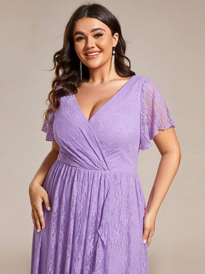 pretty ELISE|Plus Size Ruffled Lace Formal Evening Dress