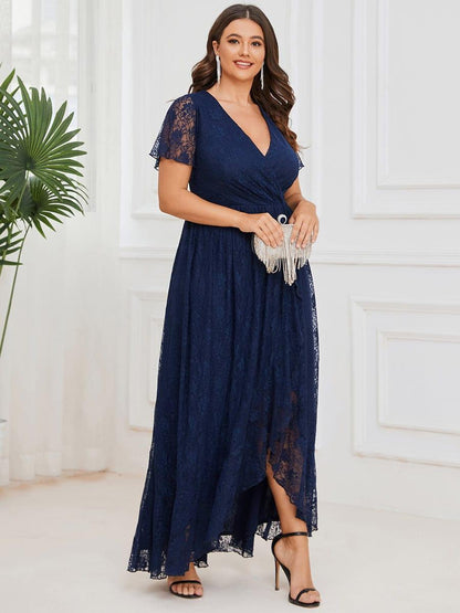 pretty ELISE|Plus Size Ruffled Lace Formal Evening Dress