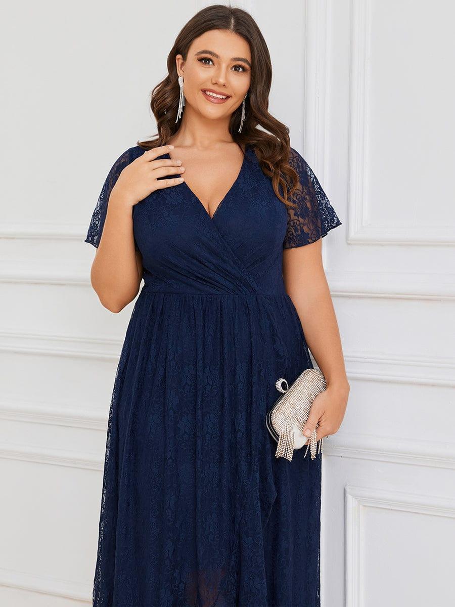 pretty ELISE|Plus Size Ruffled Lace Formal Evening Dress