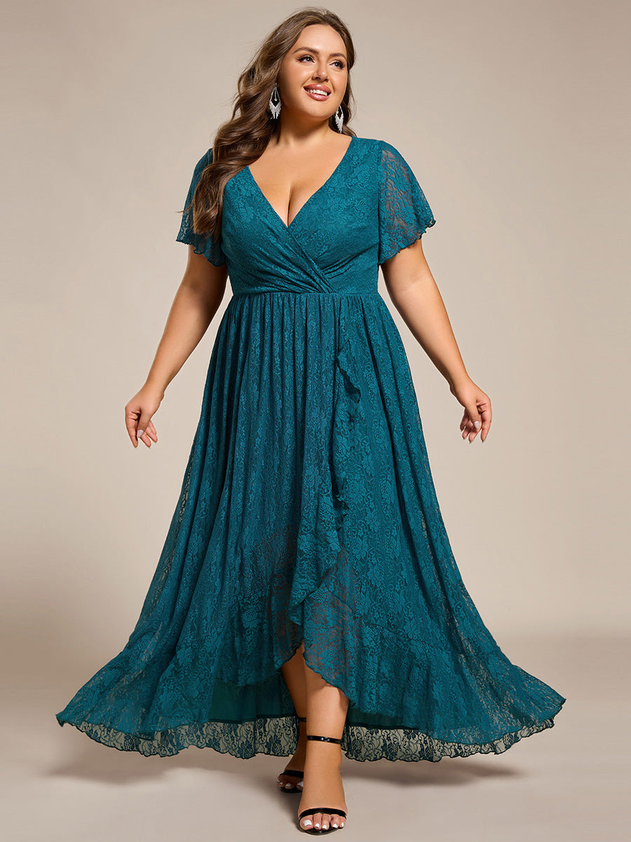 pretty ELISE|Plus Size Ruffled Lace Formal Evening Dress