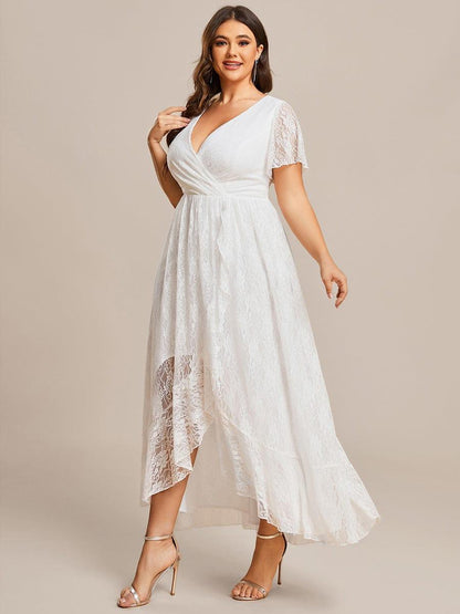 pretty ELISE|Plus Size Ruffled Lace Formal Evening Dress