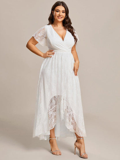 pretty ELISE|Plus Size Ruffled Lace Formal Evening Dress
