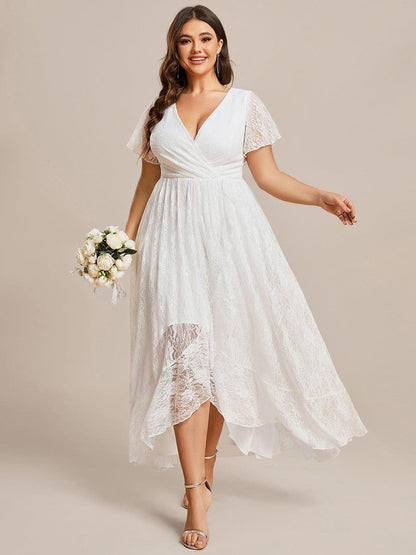 pretty ELISE|Plus Size Ruffled Lace Formal Evening Dress