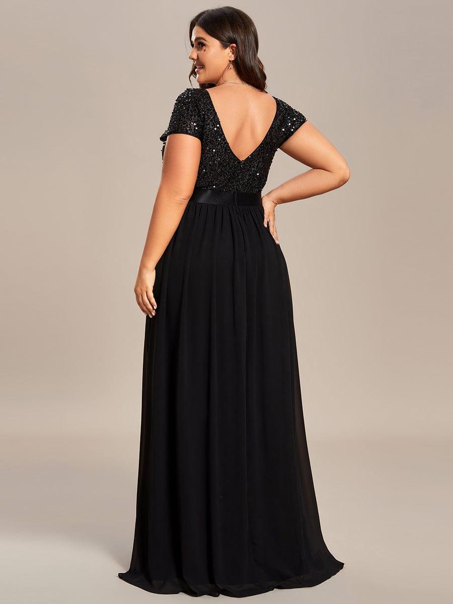 pretty MIRAGE|Plus Size Empire Waist V-Neck Cap Sleeve Chiffon Formal Evening Dress