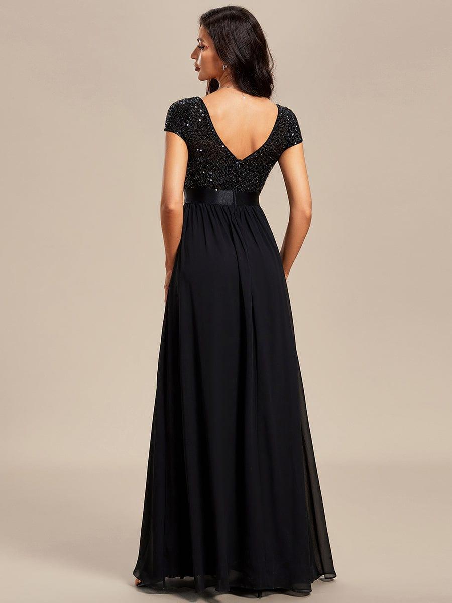 ever MIRAGE|Empire Waist V-Neck Cap Sleeve Chiffon Formal Evening Dress