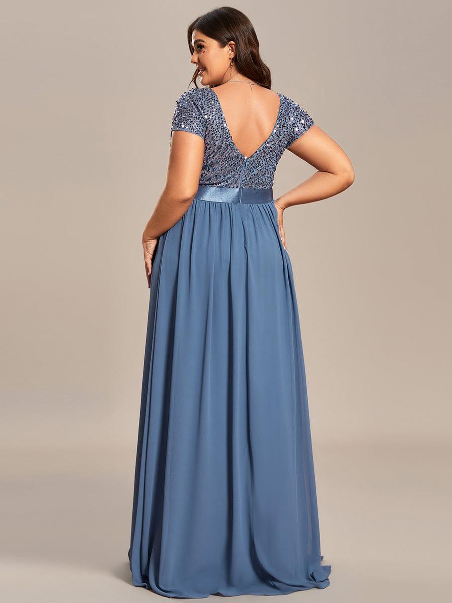 ever MIRAGE|Empire Waist V-Neck Cap Sleeve Chiffon Formal Evening Dress