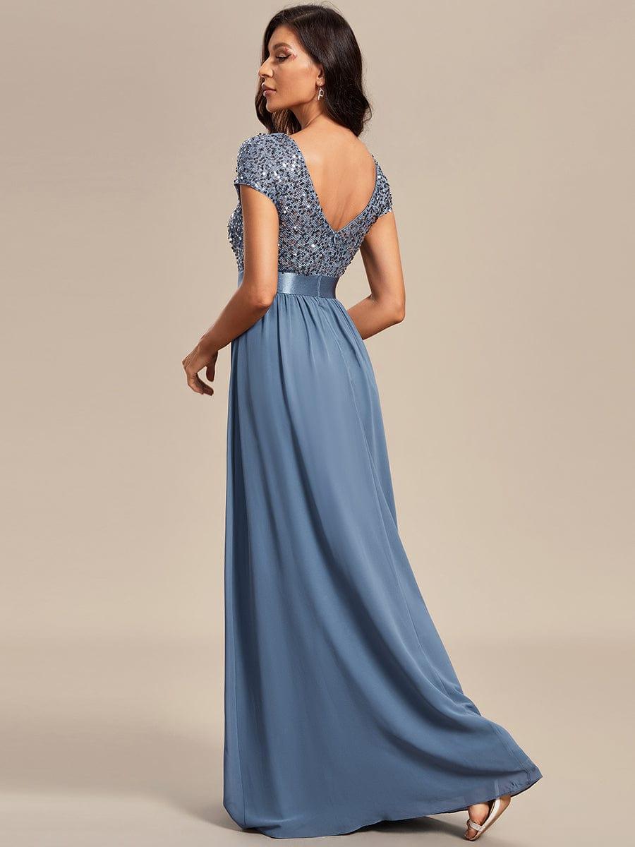 ever MIRAGE|Empire Waist V-Neck Cap Sleeve Chiffon Formal Evening Dress