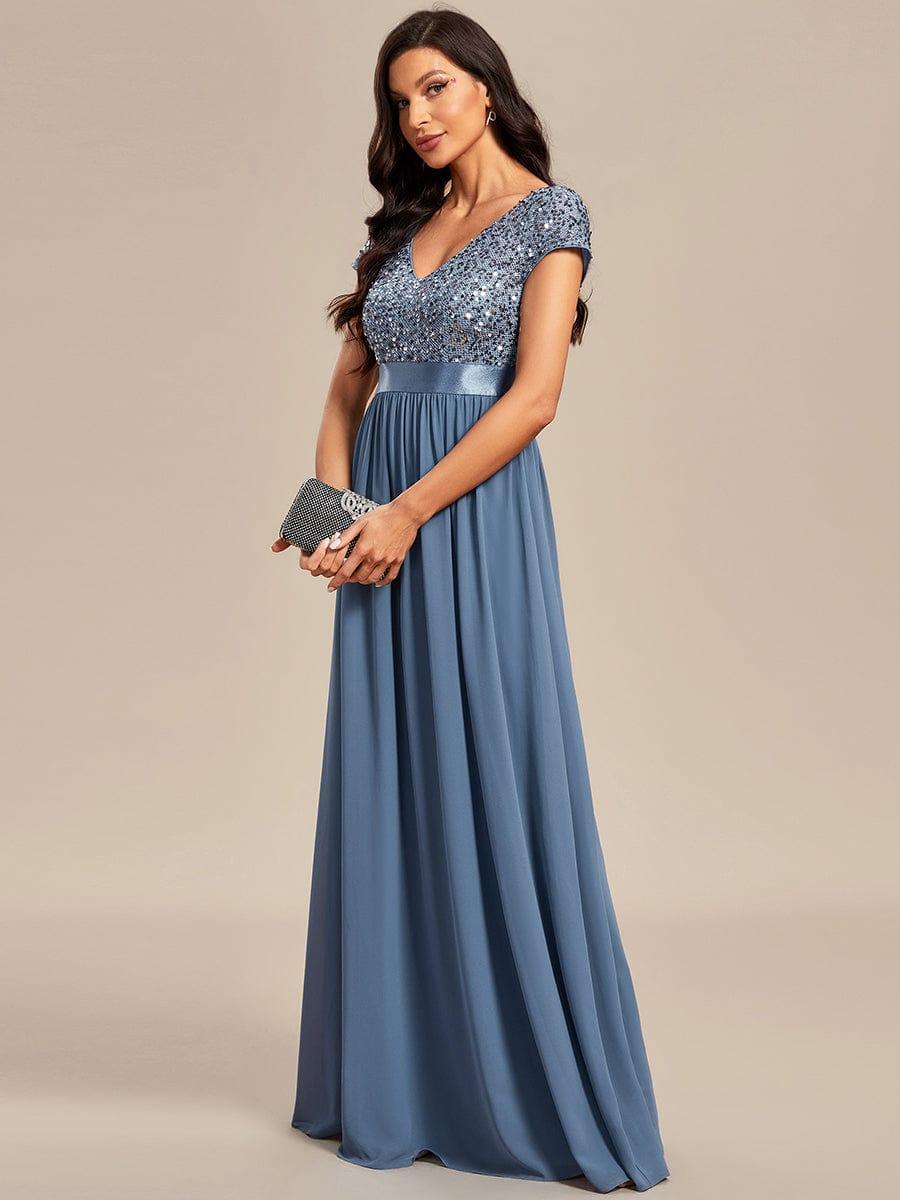 ever MIRAGE|Empire Waist V-Neck Cap Sleeve Chiffon Formal Evening Dress