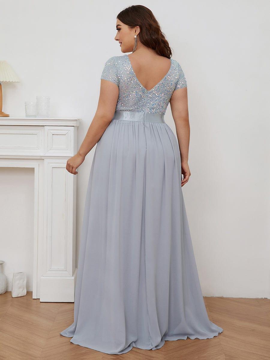 pretty MIRAGE|Plus Size Empire Waist V-Neck Cap Sleeve Chiffon Formal Evening Dress